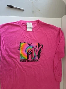MTV Music Television Pink Youth Large Long Sleeve T-Shirt  New - Picture 1 of 12
