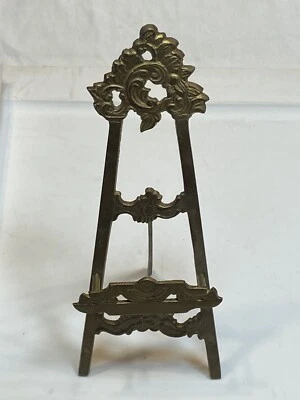 Caballete de metal de latón para arte fotográfico soporte de exhibición mesa decorativa antiguo Foto 1 de 3