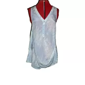 Lovely Topshop size 10 grey & cream abstract silky feel sleeveless tunic blouse - Picture 1 of 8