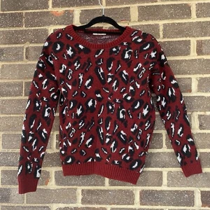 TU Sz 8 Red Round Neck Animal Print Pullover Jumper spring - Picture 1 of 13