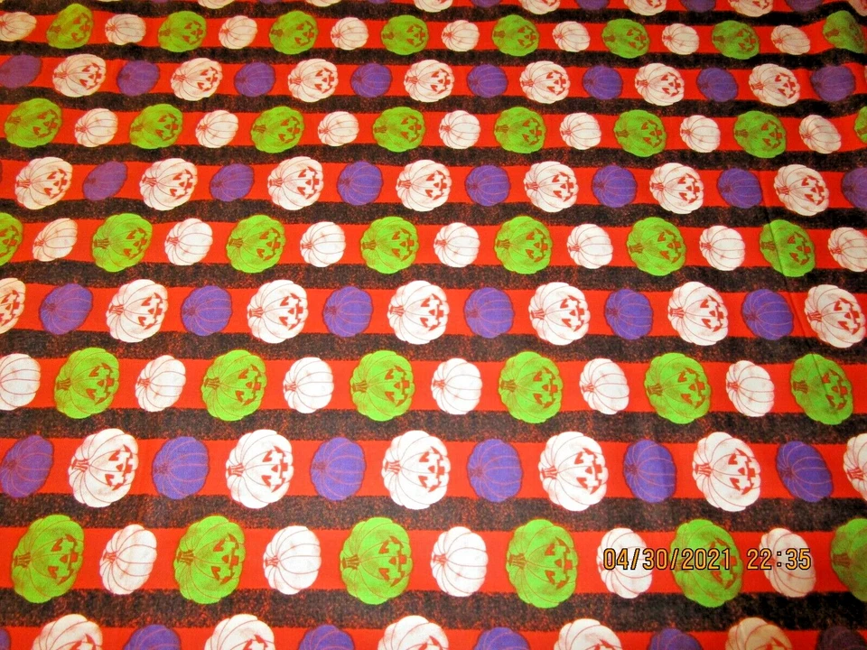 TECIDO HALLOWEEN - LISTRA DE ABÓBORA LARANJA E PRETA - POR JARDA - Imagem 1 de 1