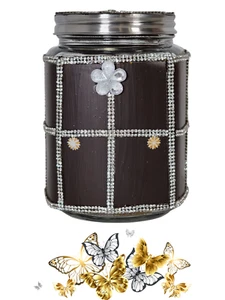 DIY DECORATIVE GLASS STORAGE JAR/CANDY CONTAINER WITH LID CENTERPIECE HOME DECOR - Picture 1 of 8