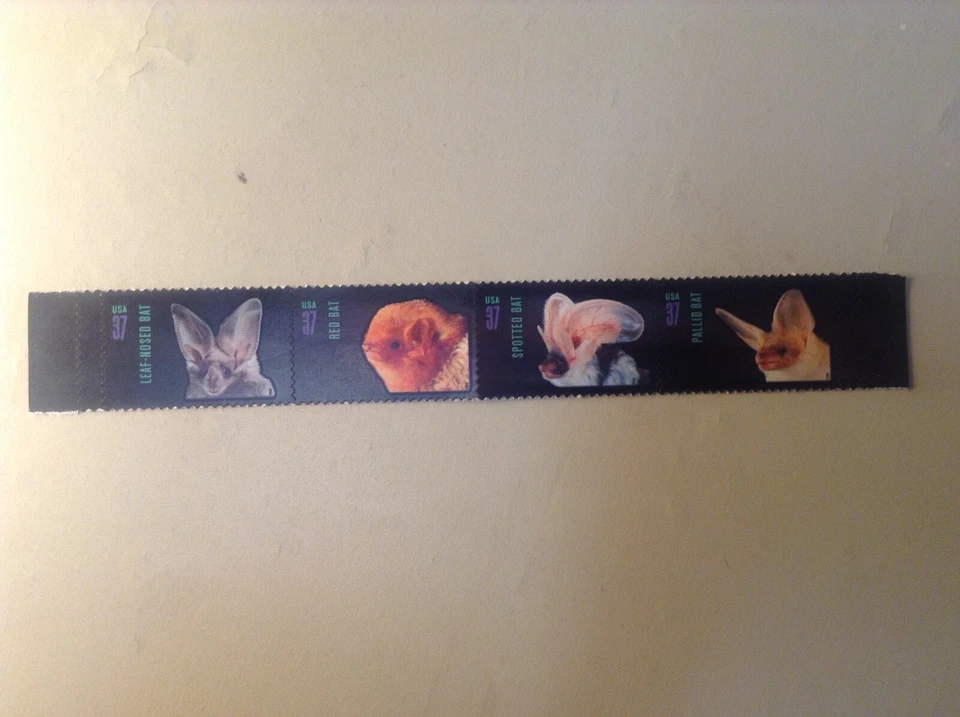 Scott # 3661 - 3664  37¢ American Bats, Strip of 4 stamps  2002  - Image 1 of 1