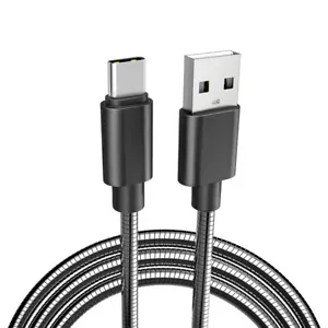 2M Stainless Steel USB Type C Fast Charging Data Cable Lead for Samsung Sony HTC - Picture 1 of 7