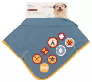 NUEVO PETCO DOG BANDANNA S/M Insignias de Mérito Campamento de Verano Mascota Tú y Yo Scout Azul Gris - Imagen 1 de 8
