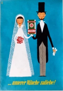 Original Vintage Poster HEXIM WHITE WASH WEDDING 1955 - Bild 1 von 1