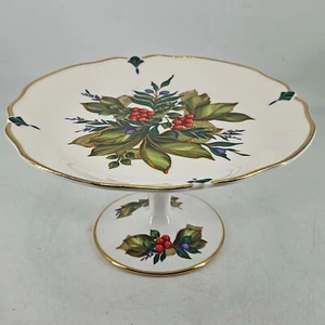 Winter Garden Christmas Cake Plate Stand Porcelain Holiday Tidbit Princess House - Picture 1 of 6