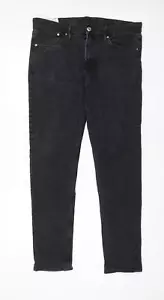 H&M Mens Black Cotton Blend Straight Jeans Size W36 L32 in Slim Pockets - Picture 1 of 10