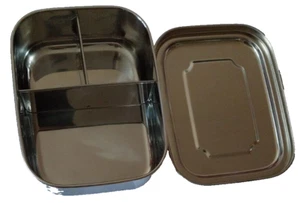 Edelstahl Brotdose / Luchbox, Feste Trennwand und 3 Fächer, Rostfrei - Bild 1 von 4
