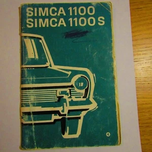 SIMCA 1100 1100S (Chrysler) Owners Drivers Manual Handbook Instructions 1973 - Picture 1 of 1