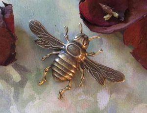 Bienennadel Brosche antik Messing Hummel Biene Honigbienen Königin Drohne Napoleon - Bild 1 von 10