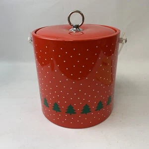 Libbey 3 Quart Eiskübel 8 1/4" hoch neu Weihnachtsbaum Feiertag Muster - Bild 1 von 6