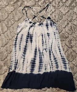 Elan Tank Top S Blue Crisscross Spaghetti Strap Sleeveless Flowy Boho C48 - Picture 1 of 6