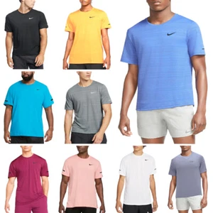 NIKE Mens T Shirts Dry Fit Miler Breathable Quick Dry Summer Sports Running Tee - Picture 1 of 42