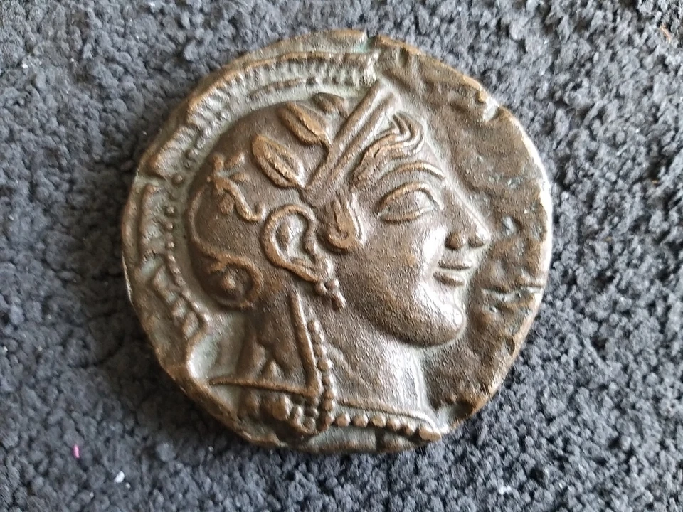 Grande Monnaie grecque Antique Athènes Tétradrachme à La Chouette Bronze  - Photo 1/4