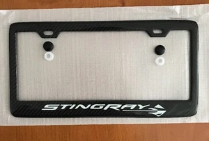 Real carbon fiber C7 C6 Z06 Z07 Corvette License Plate Frame Z51 Stingray White - Picture 1 of 6