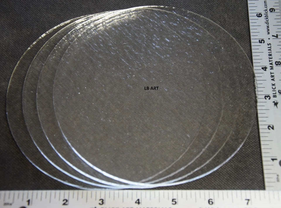 1101.30 -4 pcs-1"" CLEAR BULLSEYE 3mm THICK GLASS SHEET STRIPS 90 COE