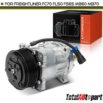 Nuevo compresor de aire acondicionado con 8 ranuras para Freightliner FL50 FS65 FC70 MB60 MB70 SD7H15 Foto 1 de 4
