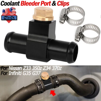 For Nissan Z33 350z Z34 370Z, G35 G37 Coolant Bleeder Port Heater Hose Connector - Image 1 of 4