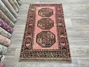 3x4 Pink Burgundy Turkish Rug, Handmade Vintage Wool Rug, 3x4 Oushak Rug, Carpet - Picture 1 of 13