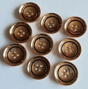 8 x 20 mm große goldene und schwarze runde Metallknöpfe - GBC711 - Bild 1 von 1