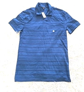 Camisa Polo Express Para Hombre Pequeña Manga Corta Cuello Azul Rayas Nueva Con Etiquetas Sin Botones - Imagen 1 de 9