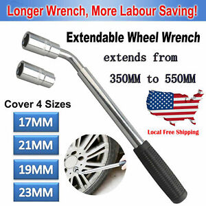 Universal Trailer Lug Tire Wrench Telescopic Extending Car Wheel 17/19 21/23MM