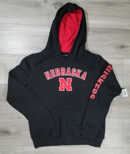 Nebraska Cornhuskers Sweater Womens Small Black Arched Name Pullover Hoodie New - Picture 1 of 8