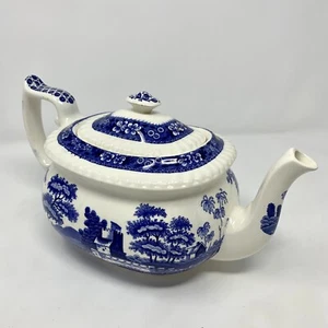 Vintage Spode Blue Tower Teapot Lidded Gadroon Edge Old Mark Copeland *Read* - Picture 1 of 22