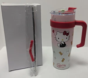 Sanrio Hello Kitty Tumbler Stainless Steel 40z Pink White Sealed Straw New - Picture 1 of 9