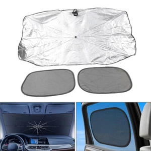 3pcs/Set S Size Front Window Sun Shade Visor Cover Foldable Windshield Umbrella - Picture 1 of 13