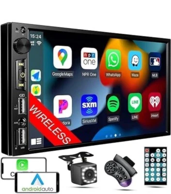 Wireless 7 inch Double Din Car Stereo with Apple Carplay,Car Bluetooth FM - Image 1 of 4