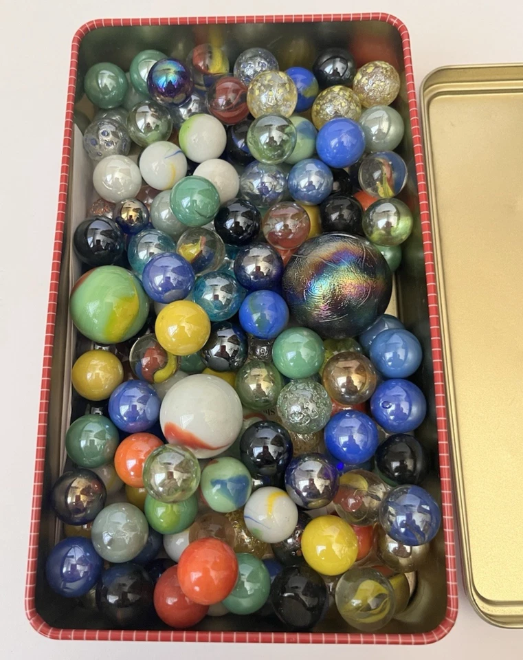 Canicas de lujo 2004 en lata de Cardinal más de 160 canicas y tiradores Foto 1 de 4