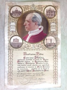 Benedizione apostolica Papa Pio XII 1948 autografo Arcivescovo Joseph Migone - Foto 1 di 4