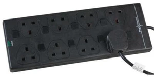 Pro Elec - 2818NS(1N) 5M BLK - 5m 8 Way Switched Surge Protected Extension Lead, - Picture 1 of 1