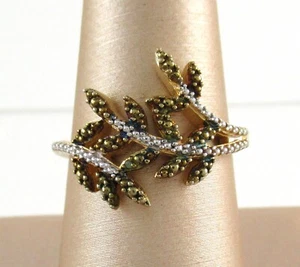 STS Karis Ring vergoldet durchbrochen Blattdesign Nieten Größe 8 - Bild 1 von 2