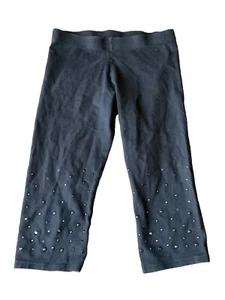 SO Youth Girls Black Capri Pants Leggings Size 10 Beaded Comfort Waist GUC - Picture 1 of 10