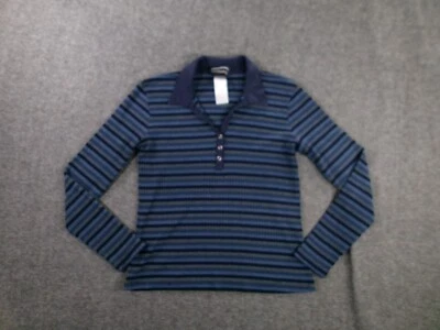 Moda Bug Polo Mujer Grande Azul Rayas Capa Base Cápsula Y2K Preppy Foto 1 de 4