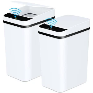 2 Pack 12L Bathroom Automatic Trash Cans Touchless Motion Sensor Slim Lid White - Picture 1 of 6
