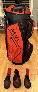 New Callaway REVA Red/Black Cart Golf Bag w/ Rain Cover and (3) REVA Headcovers - Picture 1 of 19
