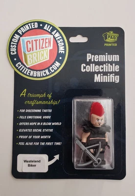 Wasteland Biker Citizen Brick (Mad Max) Minifig Minifigure -Brand New- - Image 1 of 2
