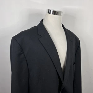 Pronot Uomo 58L Sport Coat 100% Wool All Black Two Button Lined Double Vented - Picture 1 of 8