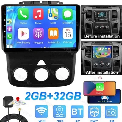 Carplay Car Stereo Radio 2+32G Android 13 For Dodge Ram 2013-2018 1500 2500 3500 - Image 1 of 4