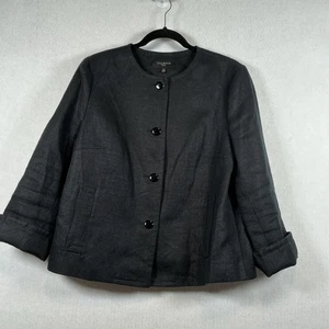 Talbots Damen schwarz Leinen Blazer Jacke Knopfleiste gefüttert Größe 14P - Bild 1 von 6