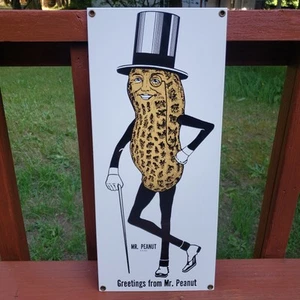 1993 Greetings from Mr. Peanuts Ande Rooney Porcelain Enameled Advertising Sign - Picture 1 of 17