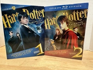 2x: Harry Potter Year 1 and 2 Ultimate Edition Blu-ray: Sorcerer's & Chamb MS - Foto 1 di 18