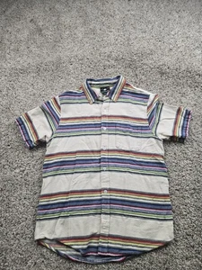 LRG Lifted Research Group Shirt Small Stripe Button Up Short Sleeve Blanket Knit - Picture 1 of 9