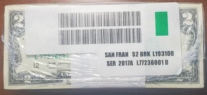 NEW GEM/UNC sealed BRICK of (1000) 2017 A $2 Notes from San Francisco District - Picture 1 of 4