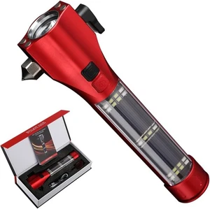 LED Flashlight With Window Breaker & Seatbelt Cutter Car Safety Tactical 16 in 1 - Picture 1 of 9