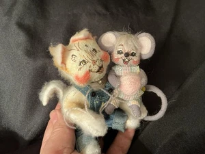 Annalee Every Day Vtg 2003 Forever Friends 4" Mobility Doll Cat & Mouse Overalls - Picture 1 of 4